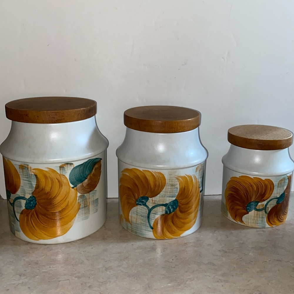 Vintage Woods England Edward Radford England Handpainted 1212 Lidded canisters